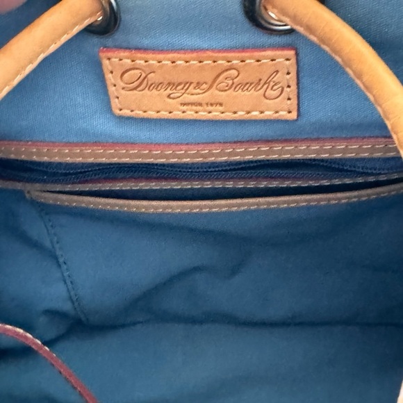 Dooney & Bourke splatter coated cotton vachetta leather trim,  Bucket Bag - Picture 8 of 13